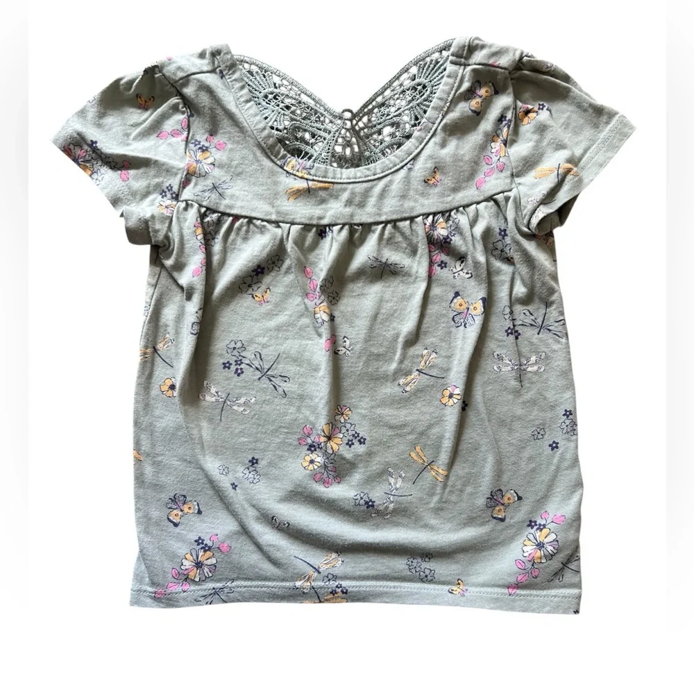 Oshkosh B’gosh Sage Floral Butterfly Crochet Top | 2T